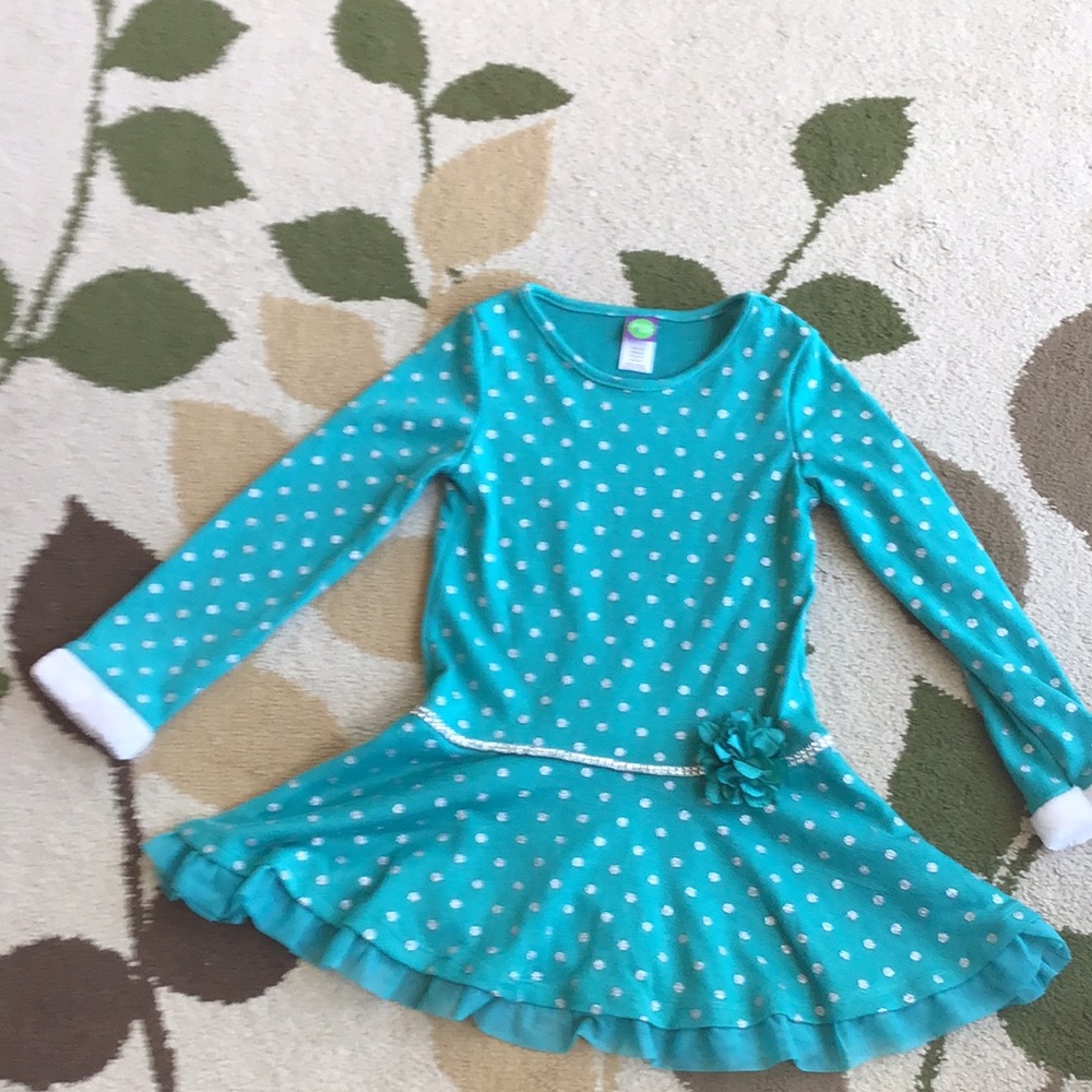 Teal polka dot dress!